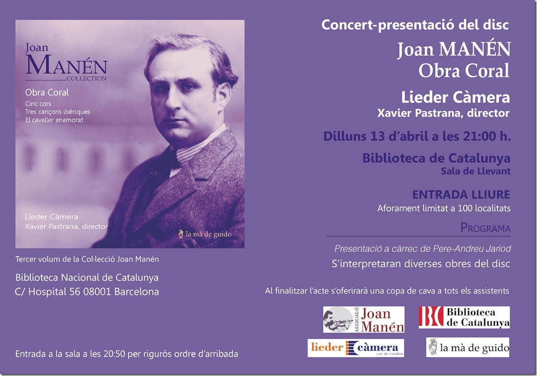 Presentació CD Joan Manén, obra coral
